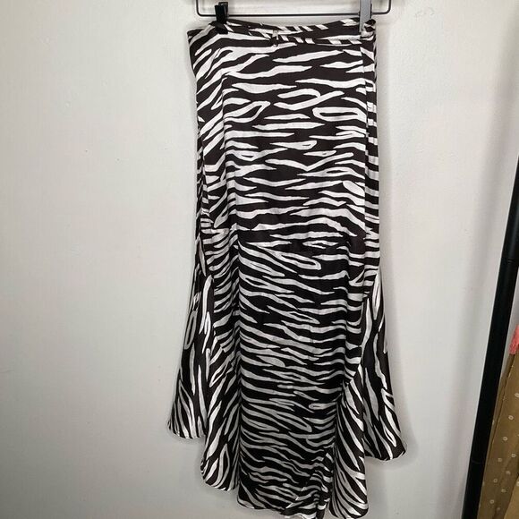 Ganni Zebra Print Silk Blend Wrap Skirt - Picture 6 of 12